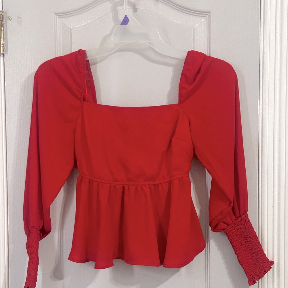 Mi ami red long sleeve blouse
